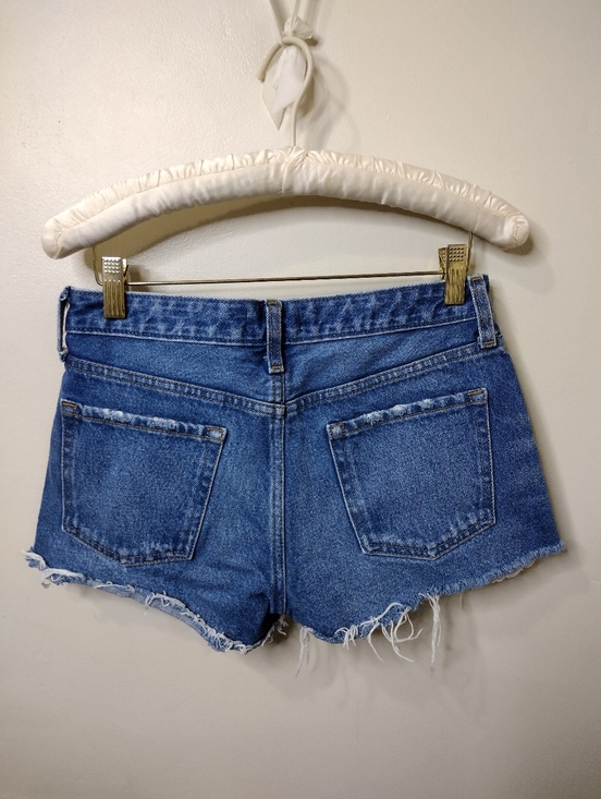 Abercrombie & Fitch Distressed Low-Rise Blue Denim Cutoff Bootie Shorts - Picture 3 of 5